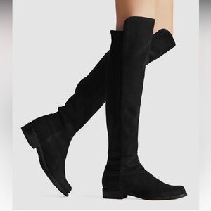 New Stuart Weitzman 5050 Over The Knee Riding Boots Black Suede Sz 6